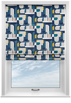 Archways, Navy - Roman Blind